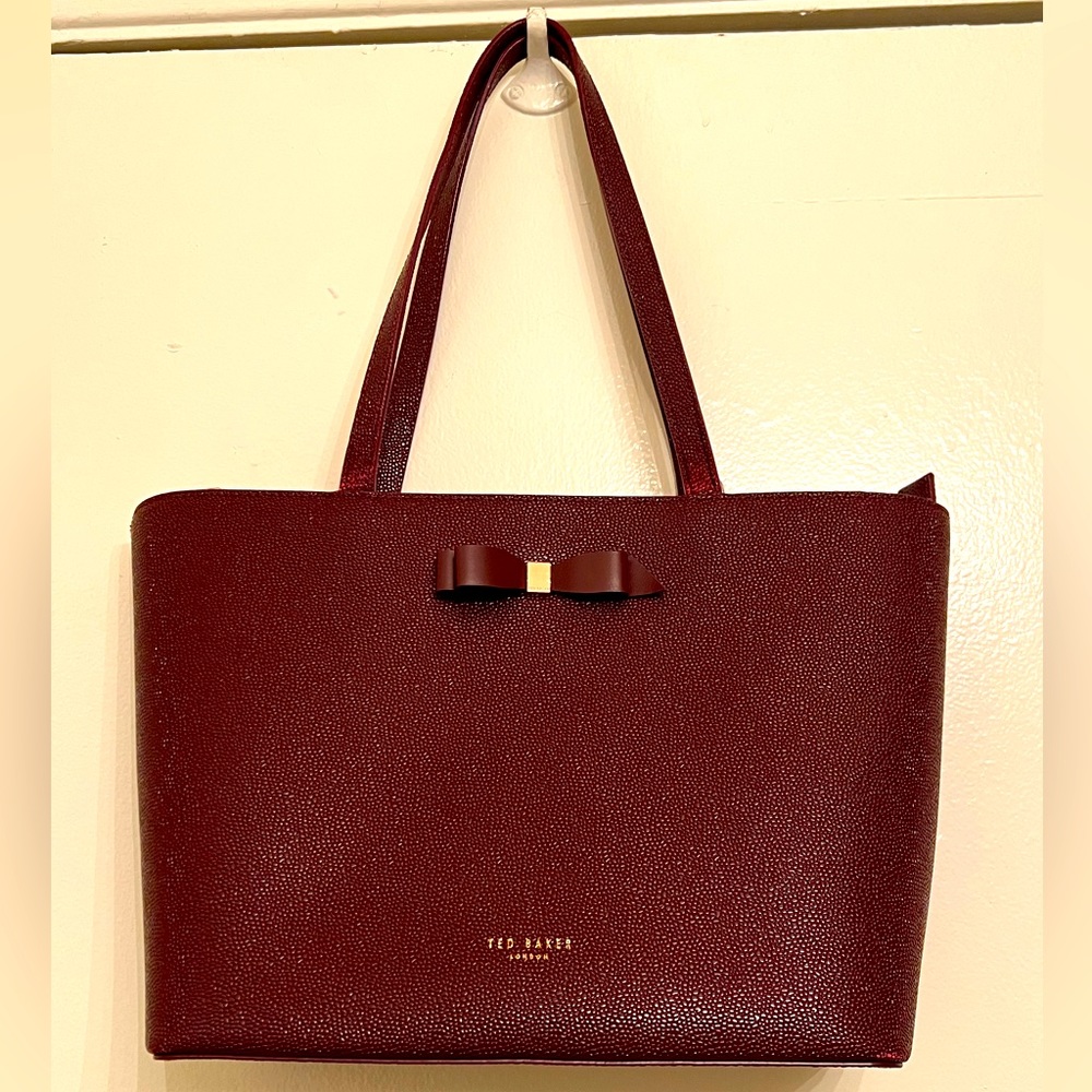 Ted Baker Bow Detail Maroon Leather ShopperTote